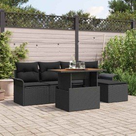 Conjunto de sofá de jardín con cojín 6 pcs Negro en Sofás de exterior | Comprar online en Foru.es