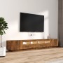 Set de muebles TV con LEDS 3 pzas contrachapada roble ahumado de vidaXL, Muebles TV - Ref: Foro24-3120173, Precio: 146,87 €, ...