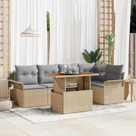 Conjunto de sofá de jardín con cojín 6 pcs beige y gris claro en Sofás de exterior | Comprar online en Foru.es