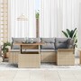 Conjunto de sofá de jardín con cojín 6 pcs beige y gris claro en Sofás de exterior | Comprar online en Foru.es