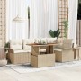 Conjunto de sofá de jardín con cojín 6 pcs beige y crema en Sofás de exterior | Comprar online en Foru.es