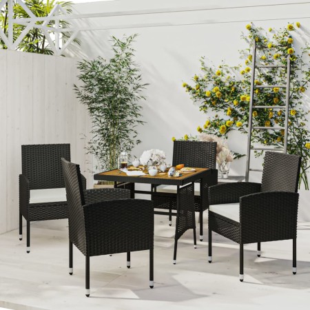 Juego de comedor de jardín 5 piezas ratán sintético negro de vidaXL, Conjuntos de jardín - Ref: Foro24-3120090, Precio: 282,2...