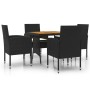 Juego de comedor de jardín 5 piezas ratán sintético negro de vidaXL, Conjuntos de jardín - Ref: Foro24-3120090, Precio: 282,2...