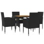 Juego de comedor de jardín 5 piezas ratán sintético negro de vidaXL, Conjuntos de jardín - Ref: Foro24-3120090, Precio: 282,2...