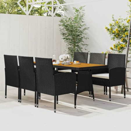 Juego de comedor de jardín 7 piezas ratán sintético negro de vidaXL, Conjuntos de jardín - Ref: Foro24-3120108, Precio: 465,9...