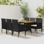 Juego de comedor de jardín 7 piezas ratán sintético negro de vidaXL, Conjuntos de jardín - Ref: Foro24-3120108, Precio: 465,9...