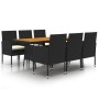 Juego de comedor de jardín 7 piezas ratán sintético negro de vidaXL, Conjuntos de jardín - Ref: Foro24-3120108, Precio: 465,9...