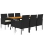 Juego de comedor de jardín 7 piezas ratán sintético negro de vidaXL, Conjuntos de jardín - Ref: Foro24-3120108, Precio: 465,9...
