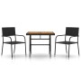 Juego de comedor de jardín 3 pzas ratán sintético negro de vidaXL, Conjuntos de jardín - Ref: Foro24-3120086, Precio: 160,30 ...