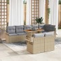 Conjunto de sofás de jardín con cojín 9 pcs Beige y Gris Claro en Sofás de exterior | Comprar online en Foru.es