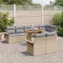 Conjunto de sofás de jardín con cojín 9 pcs Beige y Gris Claro en Sofás de exterior | Comprar online en Foru.es