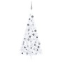 Medio árbol de Navidad con luces y bolas blanco 120 cm de vidaXL, Arboles de navidad - Ref: Foro24-3077657, Precio: 70,59 €, ...