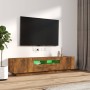 Set de muebles TV con LEDS 2 pzas contrachapada roble ahumado de vidaXL, Muebles TV - Ref: Foro24-3120167, Precio: 98,59 €, D...