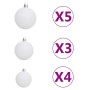 Medio árbol de Navidad con luces y bolas blanco 120 cm de vidaXL, Arboles de navidad - Ref: Foro24-3077657, Precio: 70,59 €, ...