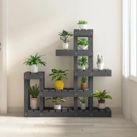 Soporte para plantas madera maciza de pino gris 92x25x97 cm de vidaXL, Soportes para macetas - Ref: Foro24-822104, Precio: 75...