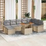 Conjunto de sofá de jardín con cojín 9 pcs beige y gris claro en Sofás de exterior | Comprar online en Foru.es