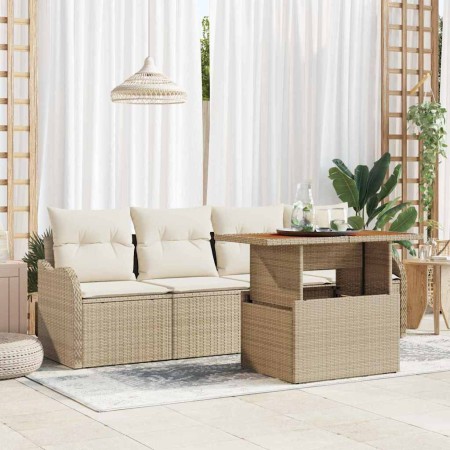 Conjunto de sofá de jardín con cojín Manual 5 pcs beige y crema en Sofás de exterior | Comprar online en Foru.es