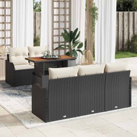 Conjunto de sofás de jardín 6 pcs Negro y crema ratán sintético en Sofás de exterior | Comprar online en Foru.es