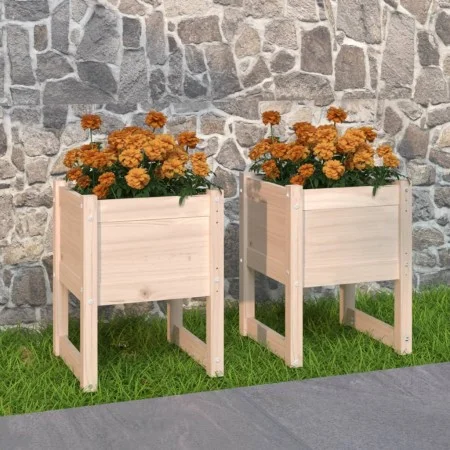 Jardinera 2 unidades madera maciza de pino 40x40x52,5 cm de vidaXL, Maceteros y jardineras - Ref: Foro24-822108, Precio: 58,3...