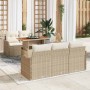 Conjunto de sofás de jardín 6 pcs Beige y Crema ratán sintético en Sofás de exterior | Comprar online en Foru.es
