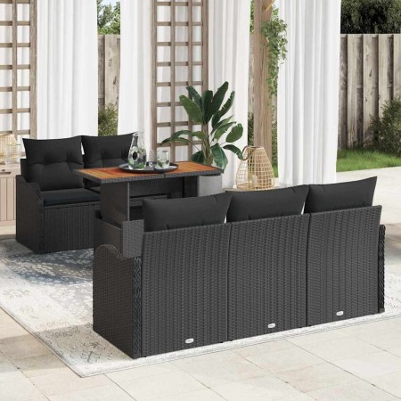 Conjunto de sofás de jardín 6 pcs Negro ratán sintético en Sofás de exterior | Comprar online en Foru.es