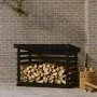Leñero de madera maciza de pino negro 108x73x79 cm de vidaXL, Accesorios para bolsas y soportes de leña - Ref: Foro24-822231,...