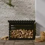 Leñero de madera maciza de pino negro 108x73x79 cm de vidaXL, Accesorios para bolsas y soportes de leña - Ref: Foro24-822231,...