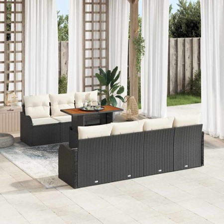 Conjunto de sofá de jardín con cojín Manual 8 pcs Negro y crema en Sofás de exterior | Comprar online en Foru.es