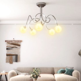 Lámpara de techo pantallas cristal redonda 5 bombillas LED G9 de vidaXL, Apliques de techo - Ref: Foro24-337907, Precio: 45,0...