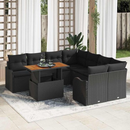 Conjunto de sofá de jardín con cojín Manual 7 pcs Negro en Sofás de exterior | Comprar online en Foru.es