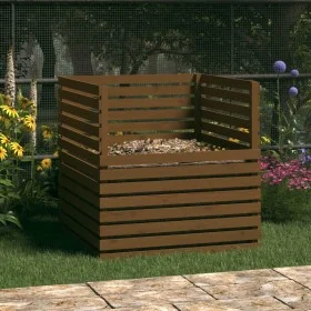 Compostador de madera maciza de pino marrón miel 100x100x102 cm de vidaXL, Compostadores - Ref: Foro24-822195, Precio: 186,06...