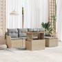 Conjunto de sofá de jardín con cojín 6 pcs beige y gris claro en Sofás de exterior | Comprar online en Foru.es