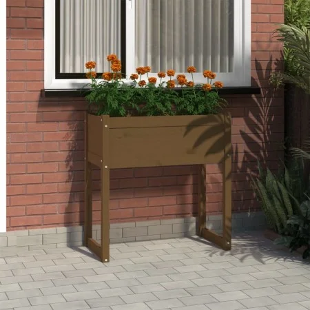 Jardinera madera maciza de pino marrón miel 78x40x81 cm de vidaXL, Maceteros y jardineras - Ref: Foro24-822135, Precio: 63,54...