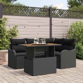Conjunto de sofás de jardín 5 pcs Negro ratán sintético en Sofás de exterior | Comprar online en Foru.es
