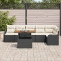 Conjunto de sofá de jardín con cojín Manual 7 pcs Negro y crema en Sofás de exterior | Comprar online en Foru.es