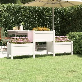 Jardinera de madera de pino maciza blanca 178,5x44x75 cm de vidaXL, Maceteros y jardineras - Ref: Foro24-822248, Precio: 114,...