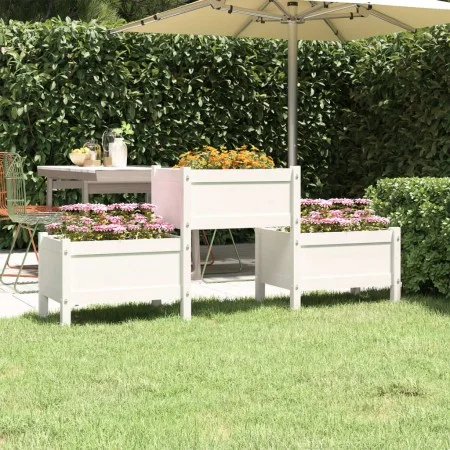Jardinera de madera de pino maciza blanca 178,5x44x75 cm de vidaXL, Maceteros y jardineras - Ref: Foro24-822248, Precio: 114,...