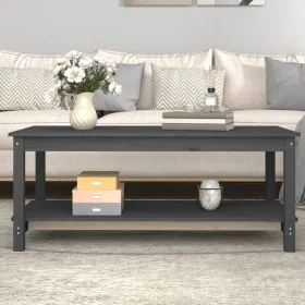 Mesa de centro de madera maciza de pino gris 110x55x45 cm de vidaXL, Mesas de centro - Ref: Foro24-822274, Precio: 78,15 €, D...