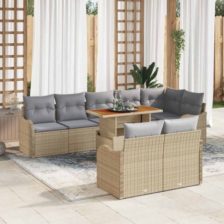 Conjunto de sofá de jardín con cojín 9 pcs beige y gris claro en Sofás de exterior | Comprar online en Foru.es