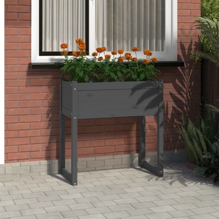 Jardinera de madera maciza de pino gris 78x40x81 cm de vidaXL, Maceteros y jardineras - Ref: Foro24-822134, Precio: 65,75 €, ...