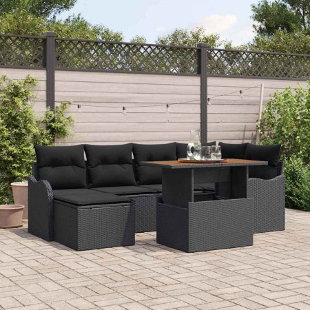 Conjunto de sofá de jardín con cojín 7 pcs Negro en Sofás de exterior | Comprar online en Foru.es