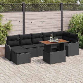 Conjunto de sofá de jardín con cojín 8 pcs Negro en Sofás de exterior | Comprar online en Foru.es
