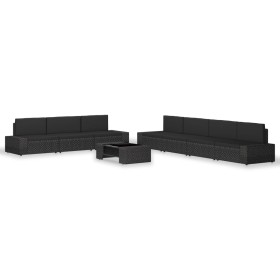 Juego de muebles de jardín 8 piezas ratán sintético negro en Conjuntos de jardín | Comprar online en Foru.es