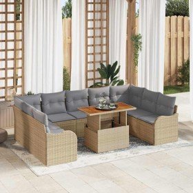 Conjunto de sofá de jardín con cojín 10 pcs beige y gris claro en Sofás de exterior | Comprar online en Foru.es
