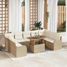 Conjunto de sofá de jardín con cojín 10 pcs beige y crema en Sofás de exterior | Comprar online en Foru.es