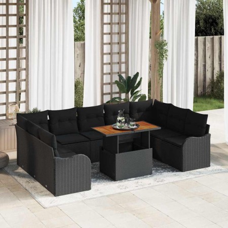 Conjunto de sofá de jardín con cojín Manual 10 pcs Negro en Sofás de exterior | Comprar online en Foru.es