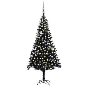 Árbol de Navidad preiluminado con luces y bolas negro 240 cm de vidaXL, Arboles de navidad - Ref: Foro24-3077678, Precio: 128...