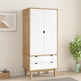 Armario OTTA madera maciza pino marrón y blanco 76,5x53x172 cm de vidaXL, Armarios roperos - Ref: Foro24-348590, Precio: 294,...