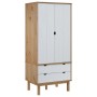 Armario OTTA madera maciza pino marrón y blanco 76,5x53x172 cm de vidaXL, Armarios roperos - Ref: Foro24-348590, Precio: 267,...