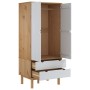 Armario OTTA madera maciza pino marrón y blanco 76,5x53x172 cm de vidaXL, Armarios roperos - Ref: Foro24-348590, Precio: 267,...